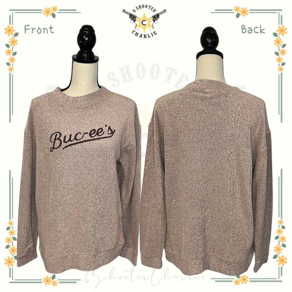 Buc-ee’s Womens Knit High Neck Pullover Sweater Pink Fuzzy Soft Size Small - Picture 1 of 7